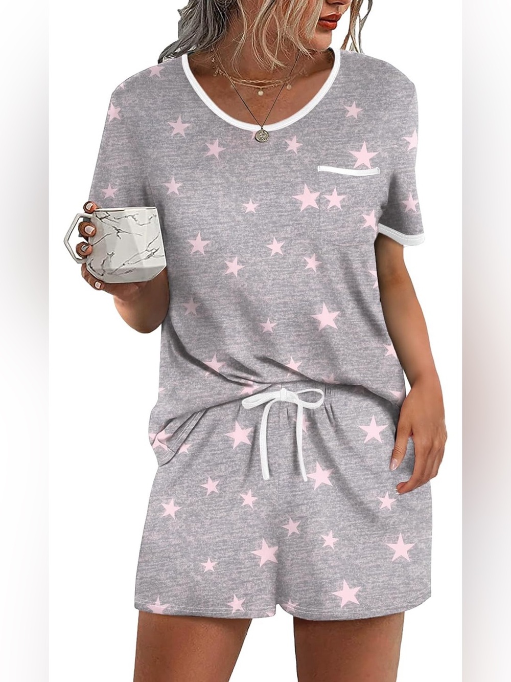 Women's Gray & Pink Star Lounge Sleep Set - brand new!